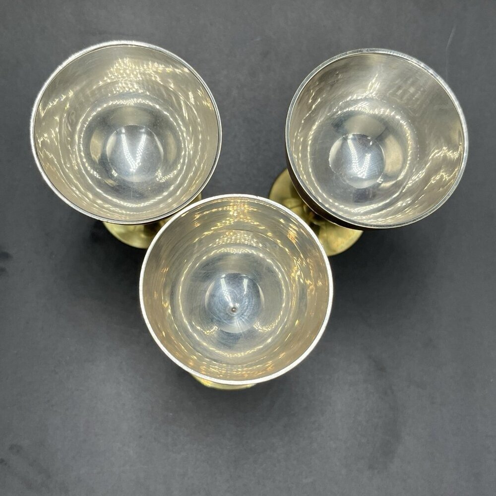 Vtg Brass Chalice Wine Goblet Cordial Drinking Cup Lot of 3 Medieval Renaissance - Picture 4 of 11